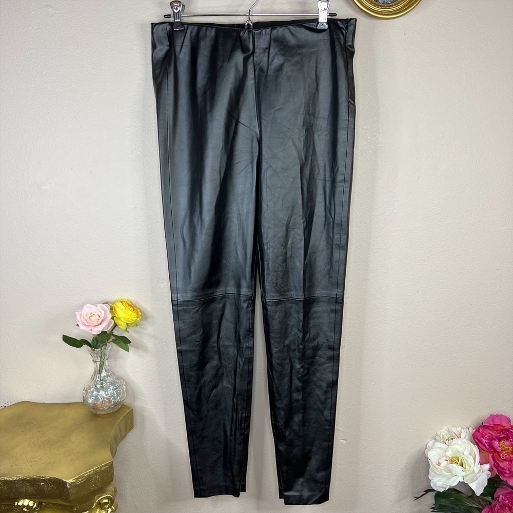 S Bishop + Young Black Faux Leather Leggings Pants Stretch Womens Small 4 6